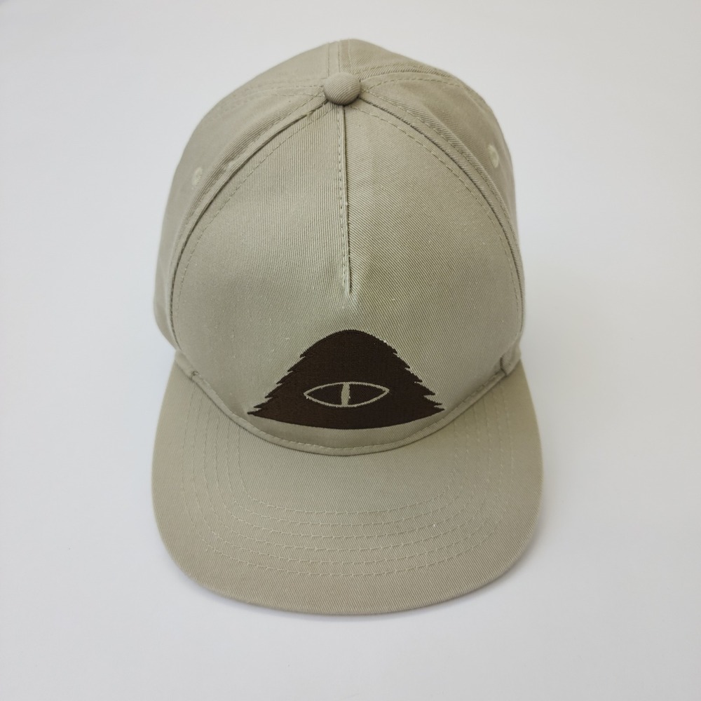 Poler Stuff Mountain Eye Logo Snapback Hat Tan Khaki Cotton Flat Brim Cap